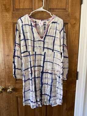 Nimo With Love Blue & White Tie-Dye Tunic Dress